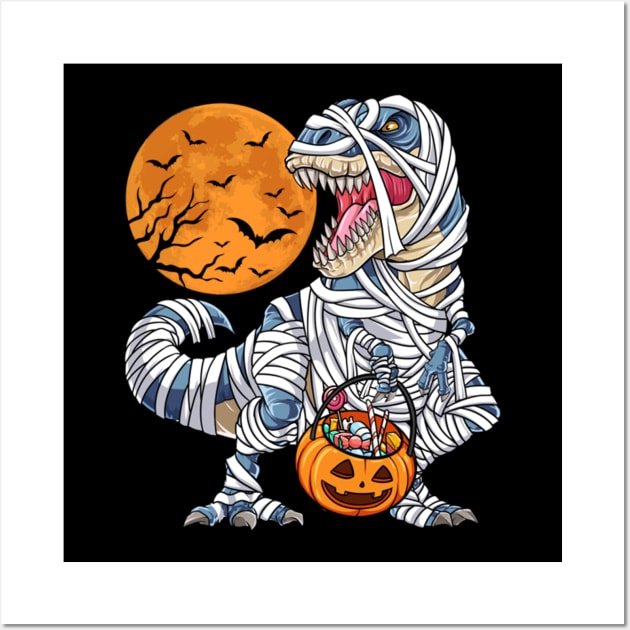 Dinosaur T-Rex Mummy Halloween Wall Art by deviriastinika